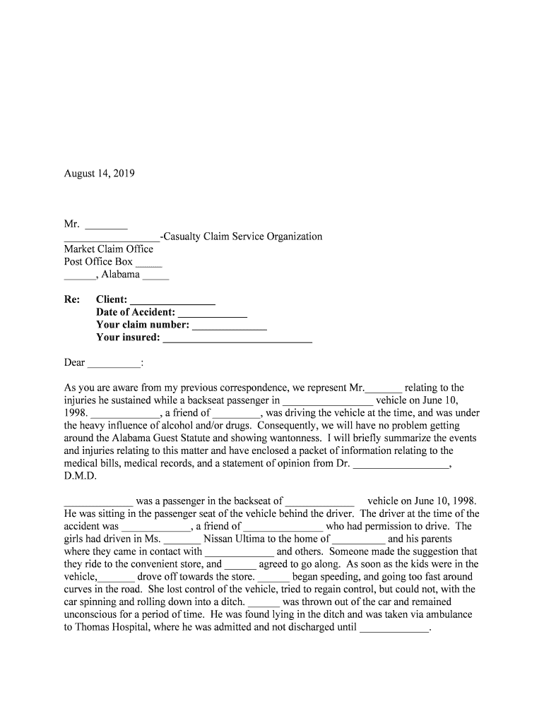 Casualty Claim Service Organization  Form