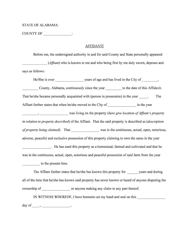 AFFIDAVIT CONCERNING IMMIGRATION Calhoun County  Form