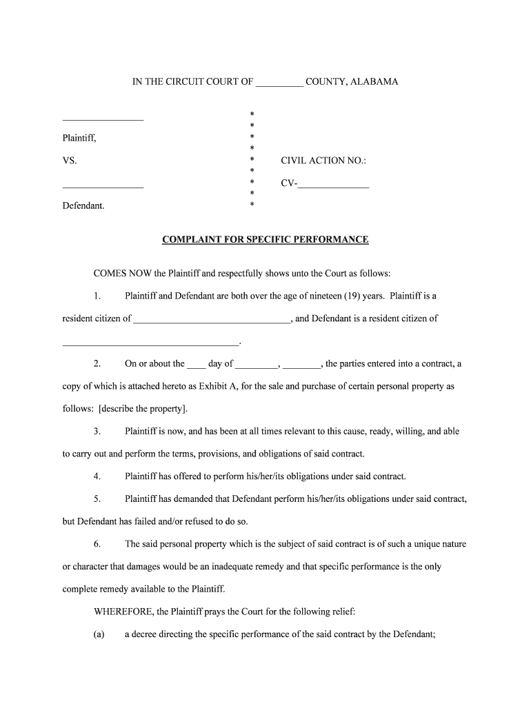 SAMPLE CIVIL FORM 4 in the COURT of COUNTY a B