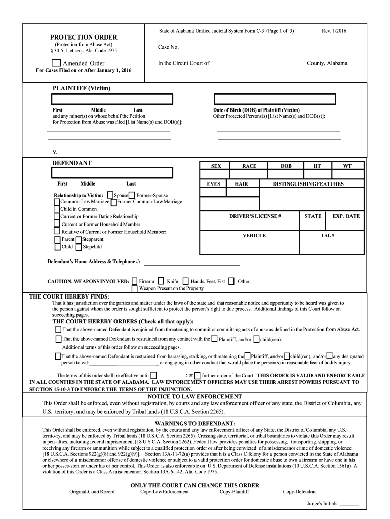 Fill and Sign the Protection Order Forms