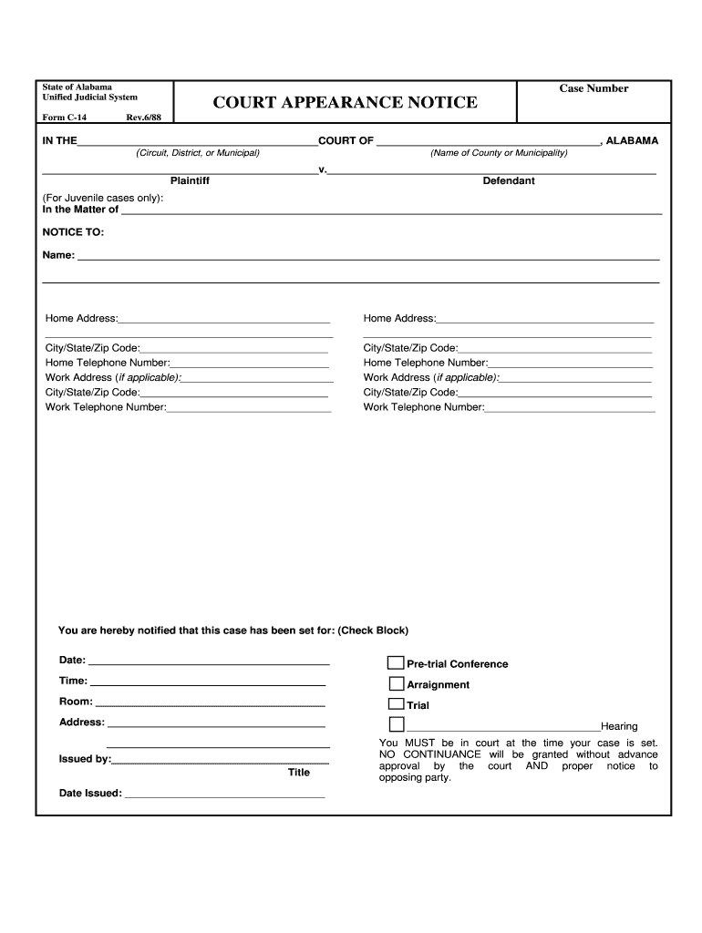 COURT APPEARANCE NOTICE  Form