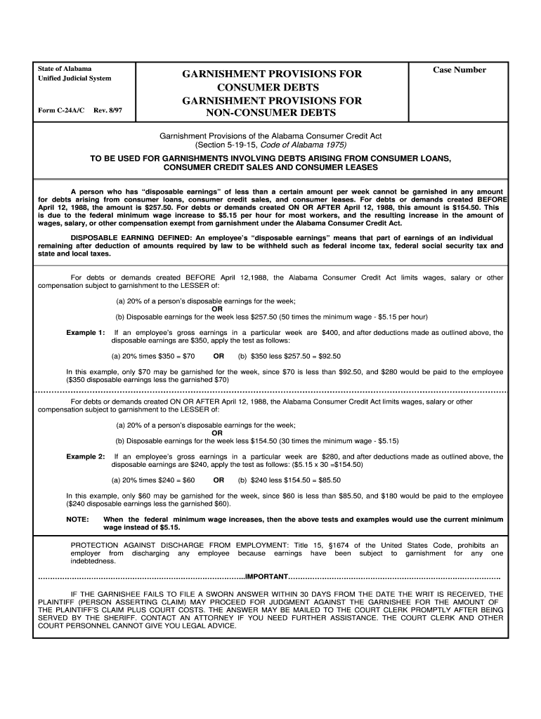 Consumer Credit Act Alabama State Banking Department  Form