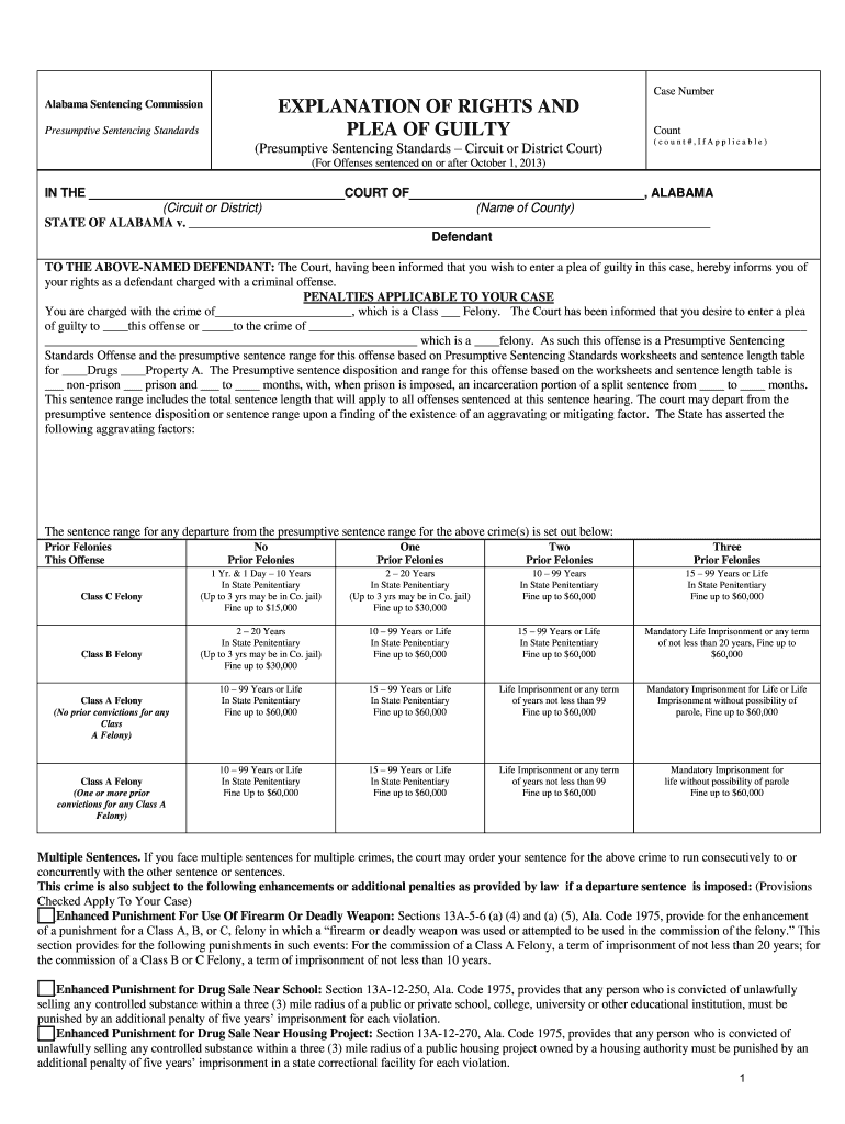 Presumptive Sentencing Standards  Form