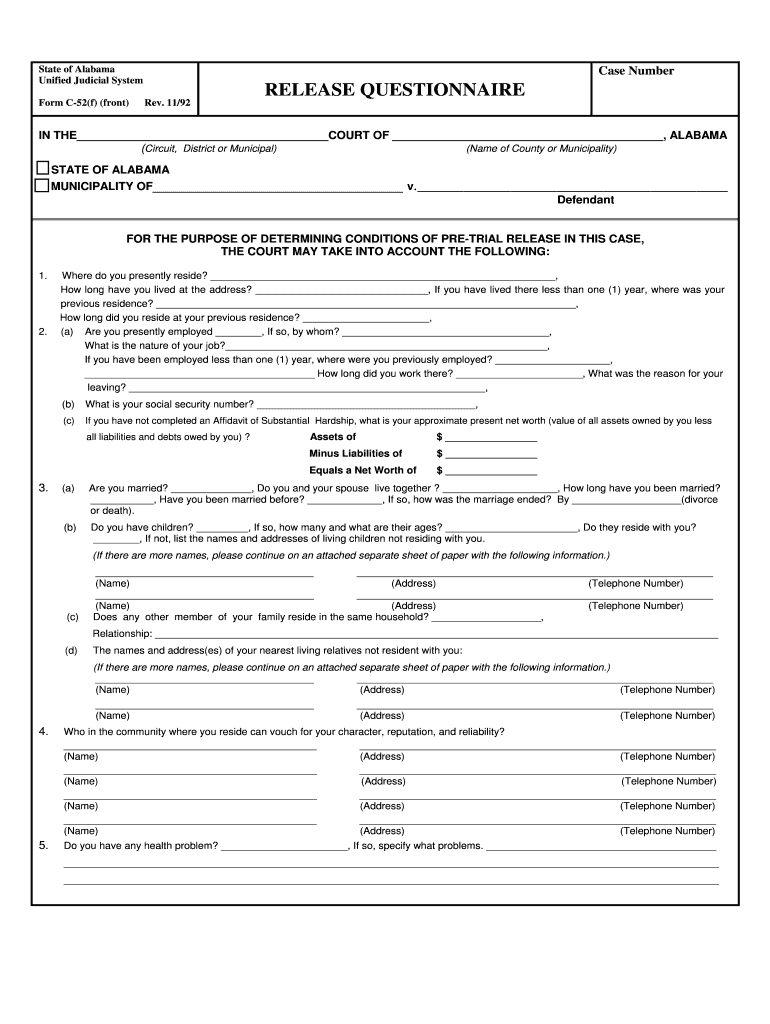 Release Questionnaire Forms