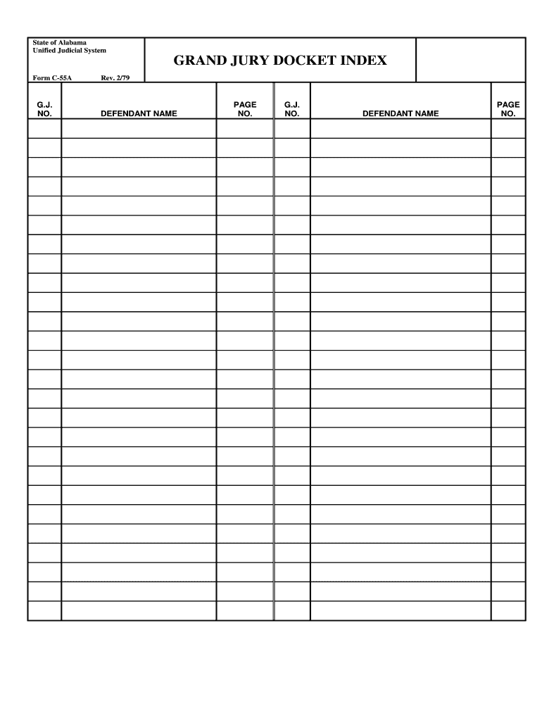 GRAND JURY DOCKET INDEX  Form