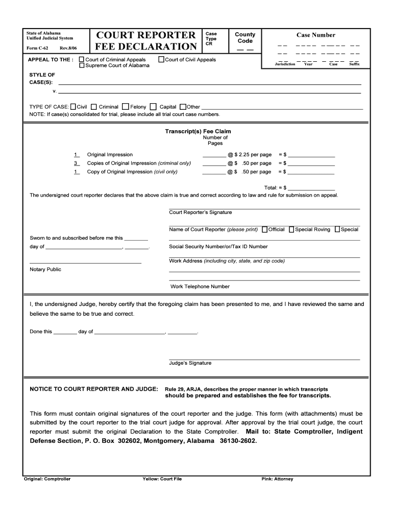 Transcript Fees Court Reporting State LinksNCSC Org  Form