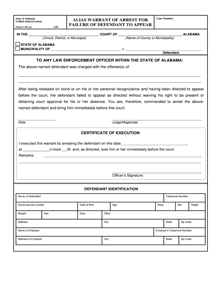 Alias Warrant of Arrest for Failure of Defendant to Forms