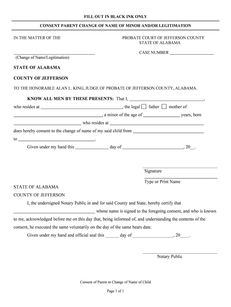 Alabama Petition for Change of Name of Minor Legal Form