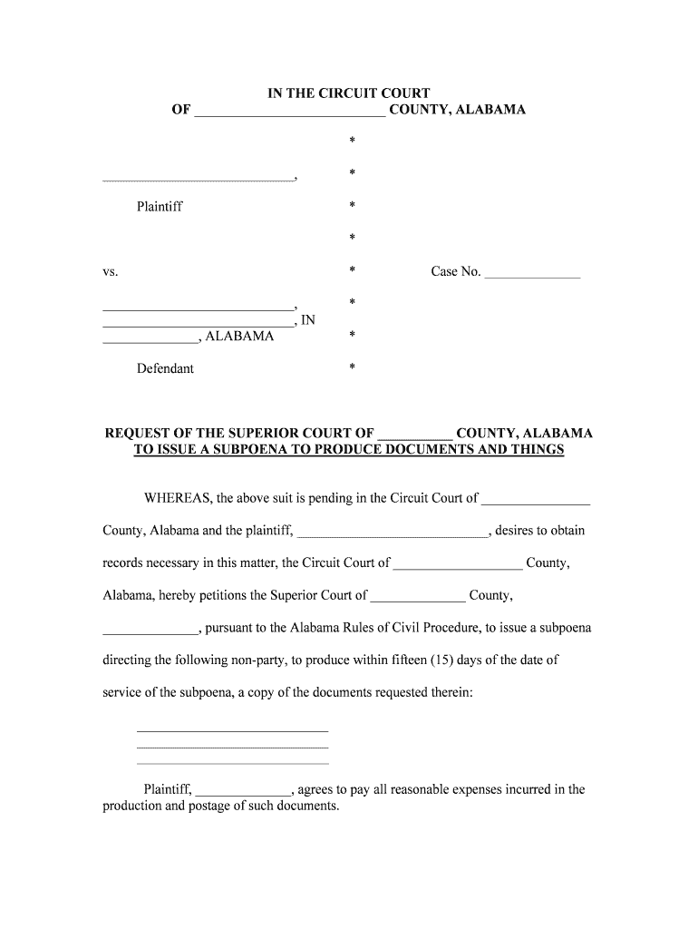 In the CIRCUIT COURT of MADISON COUNTY, ALABAMA STATE of  Form