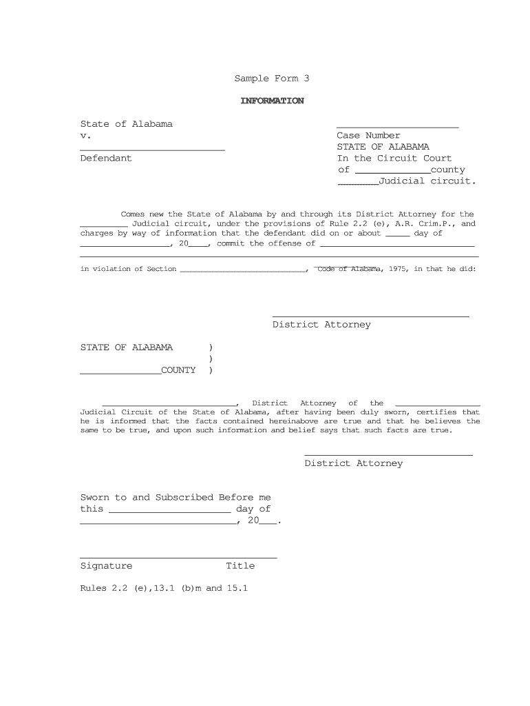 State of Alabama STATEMENT of CLAIM Case Number  Form