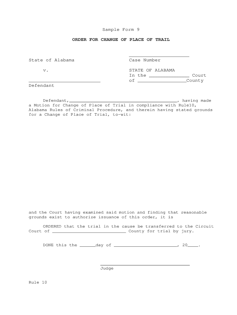 SAMPLE FORM 49 ORDER of PROBATION Alabama