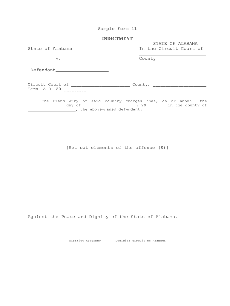 Circuit Court of County, Term a D 20 E Forms Alabama