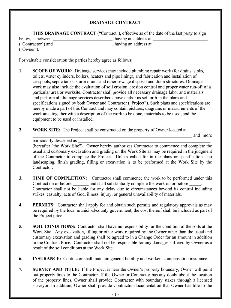 DRAINAGE CONTRACT  Form