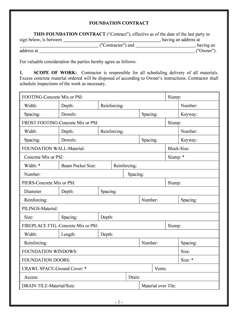 FOUNDATION CONTRACT  Form
