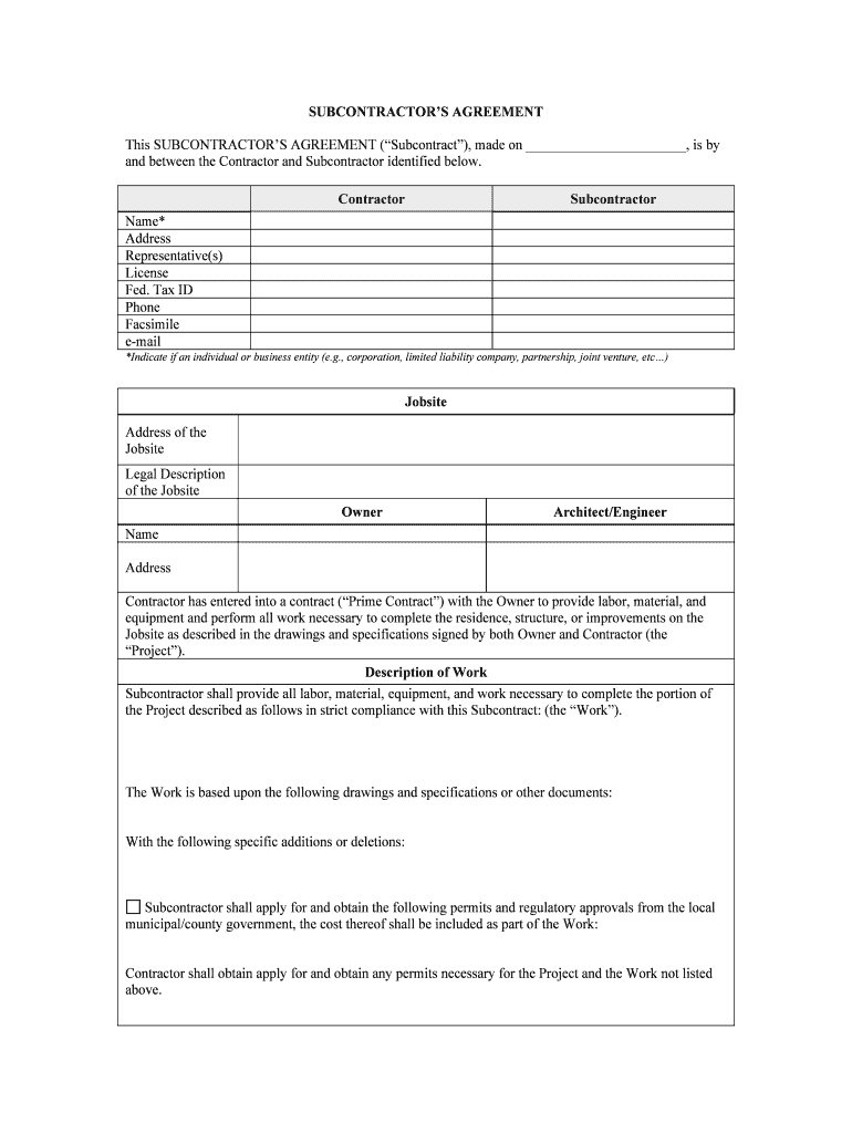 Sample Subcontract Template Federal American Institutes  Form