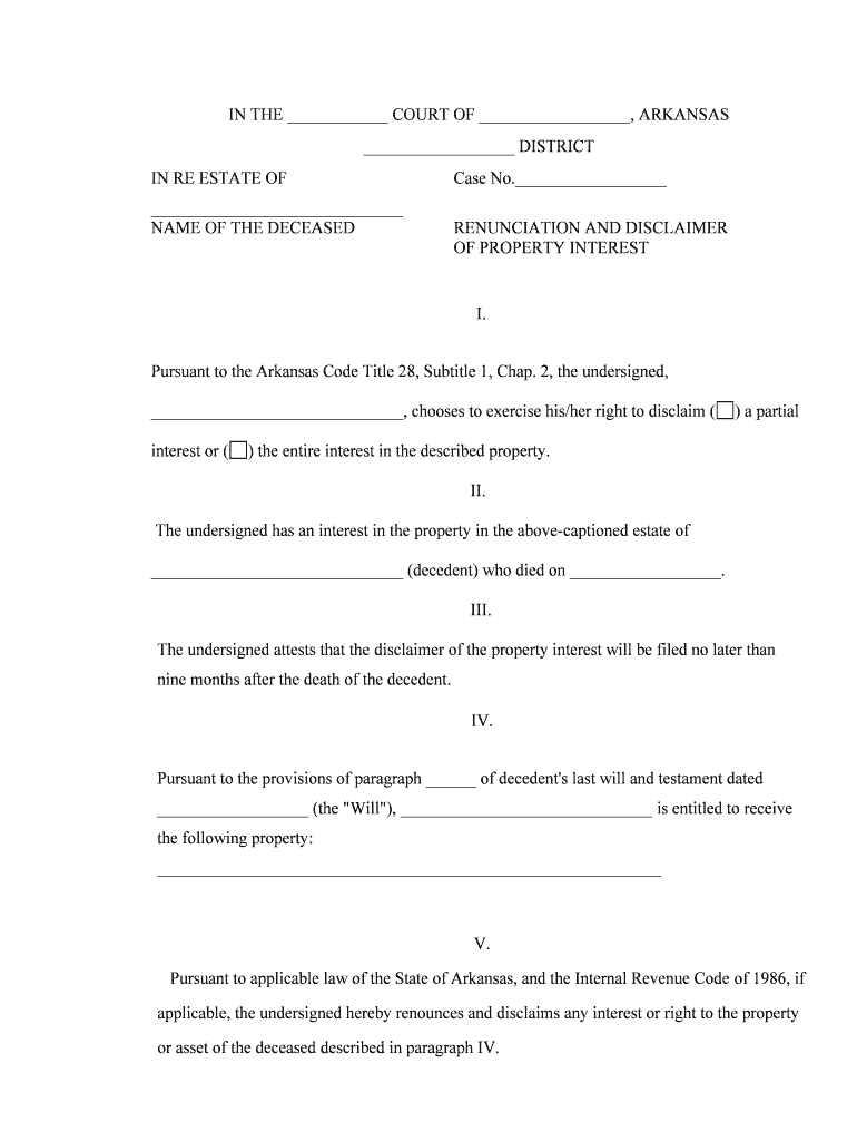 Of PROPERTY INTEREST  Form