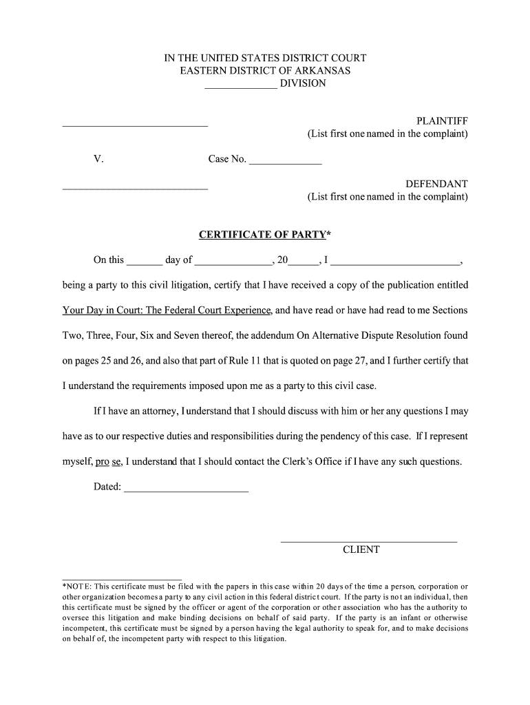 FAQsEastern District of ArkansasUnited States  Form