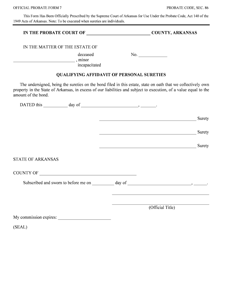 OFFICIAL PROBATE FORM 7PROBATE CODE, SEC