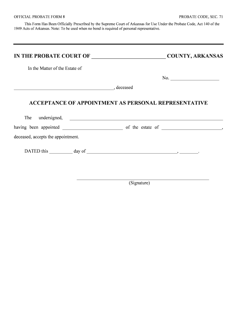 ADMINISTRATIVE ORDER NUMBER 12 OFFICIAL PROBATE FORMS