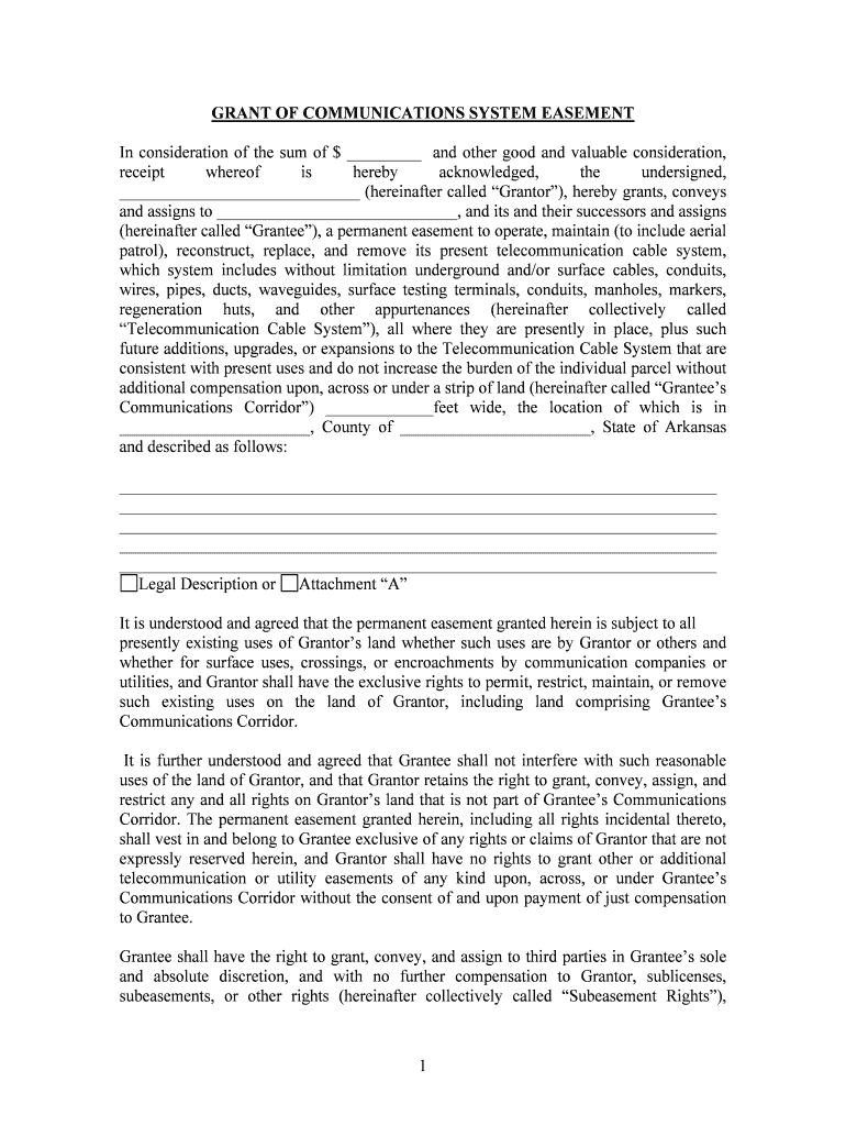 GRANT of COMMUNICATIONS SYSTEM EASEMENT  Form