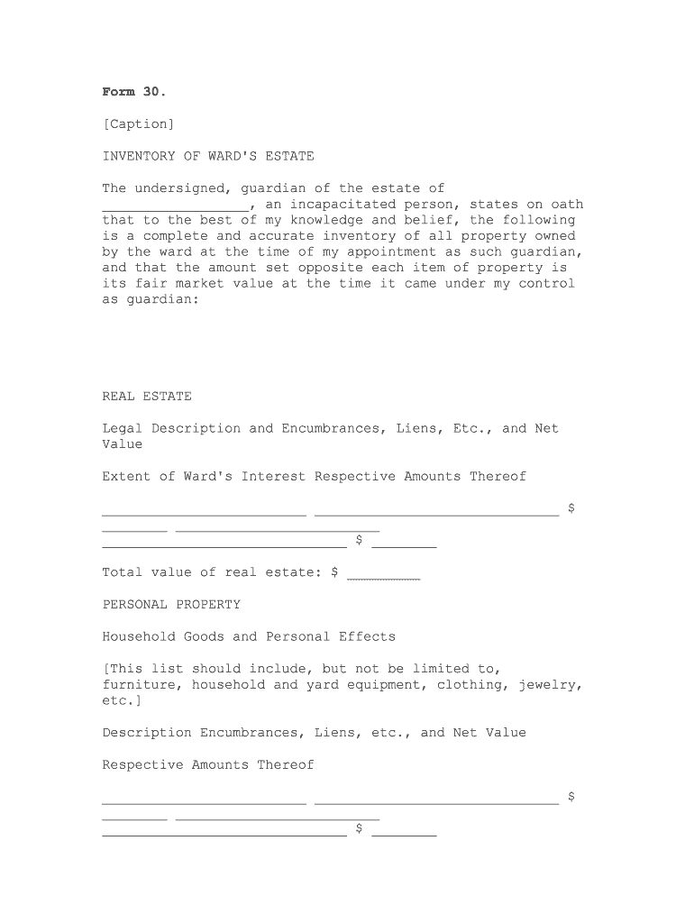 Form 30 Inventory of Ward's Estate