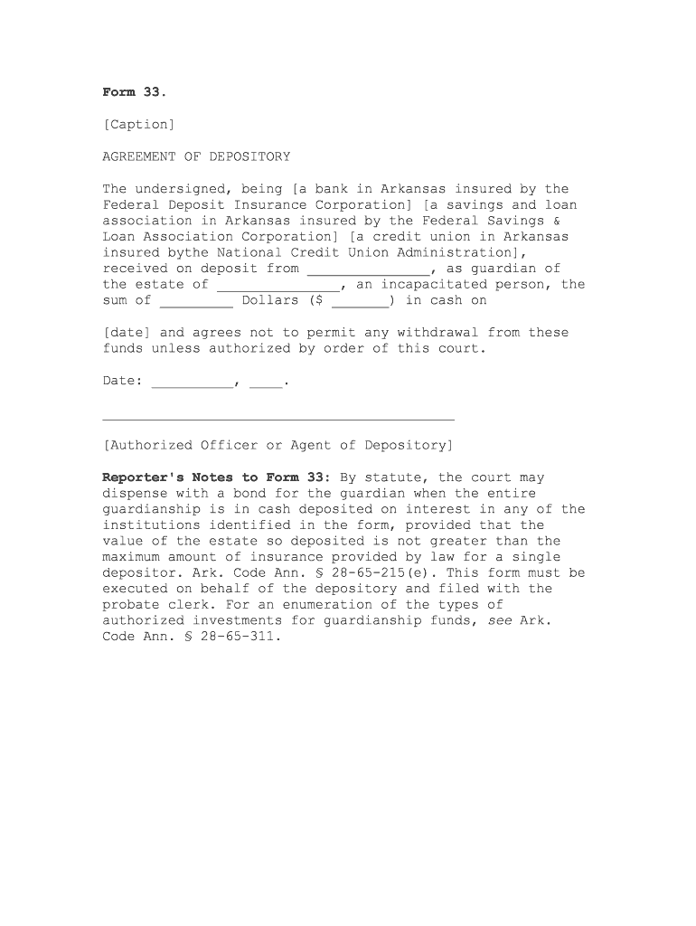 Form 32 Agreement of Depository