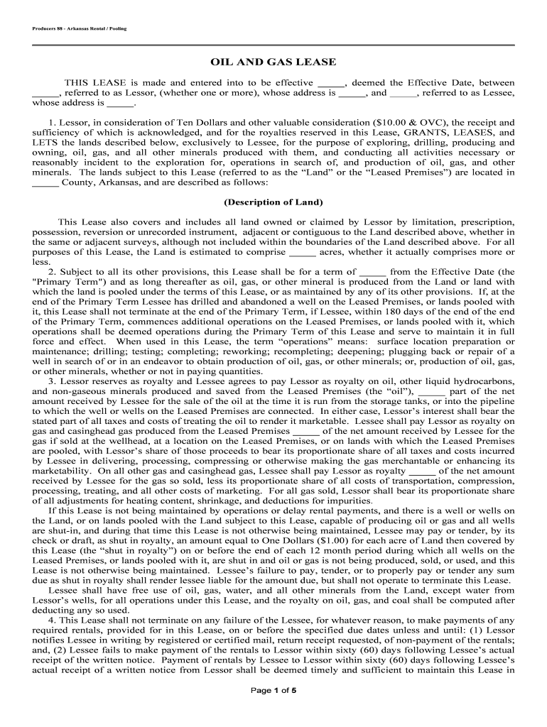 Producers 88 Arkansas Rental Pooling  Form