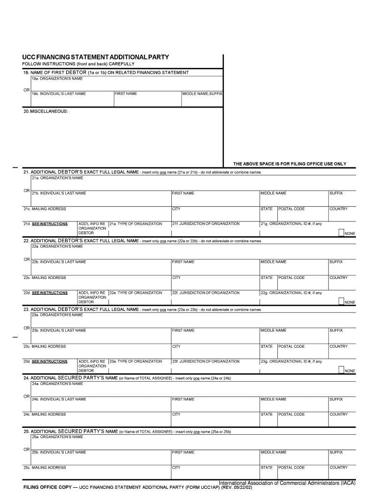 UCC1AP Initial Additional Party Clear Form