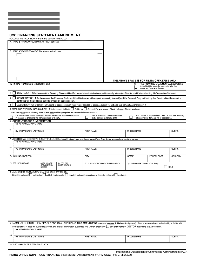 UCC Financing Statement Amendments SEC Gov  Form