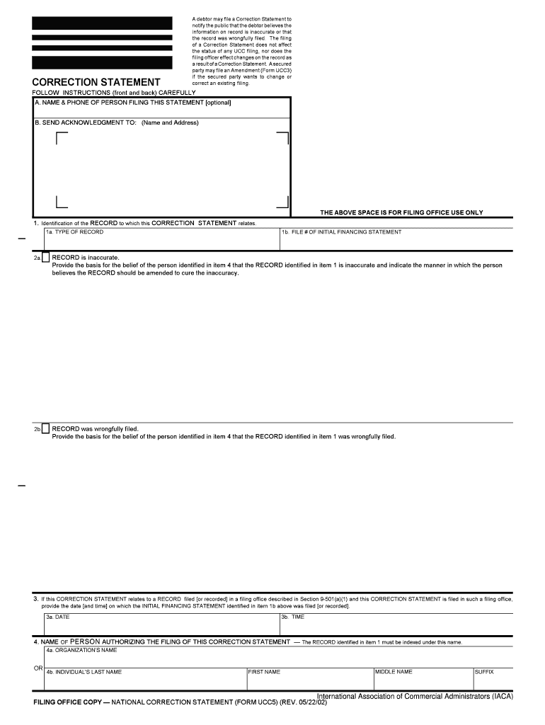 UCC5 Correction Statement UCC5Pdf Fpdf DOC DocxNew  Form