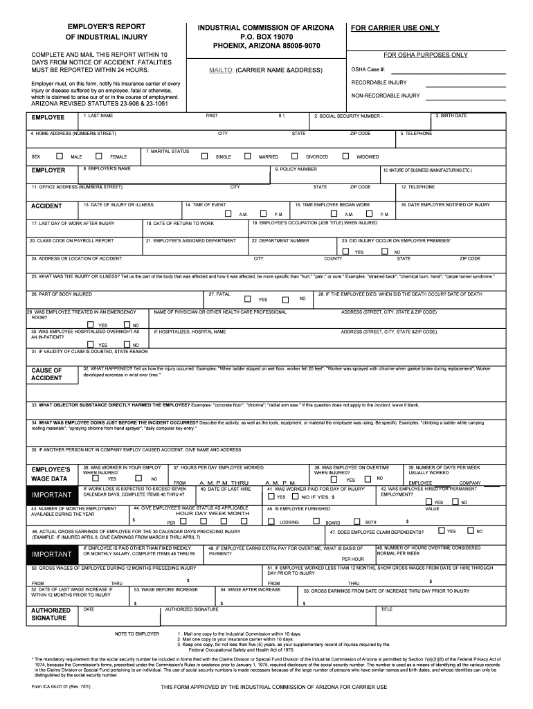 Workers and Physicians Report of Injury Form