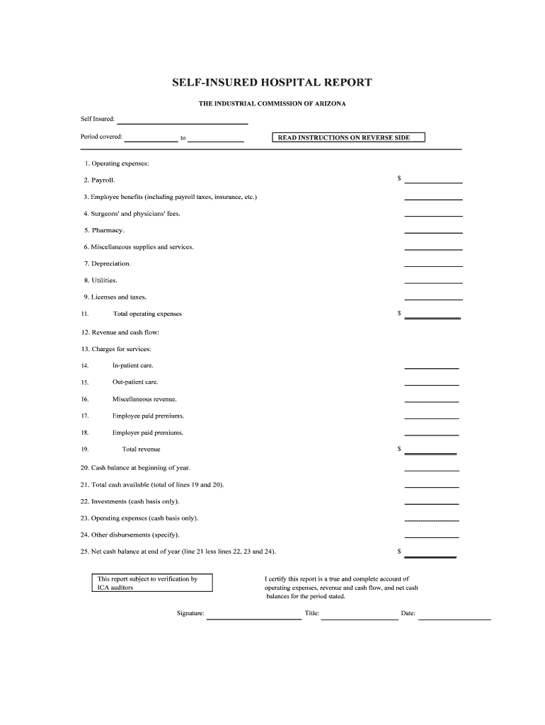 SELF INSURED HOSPITAL REPORT  Form