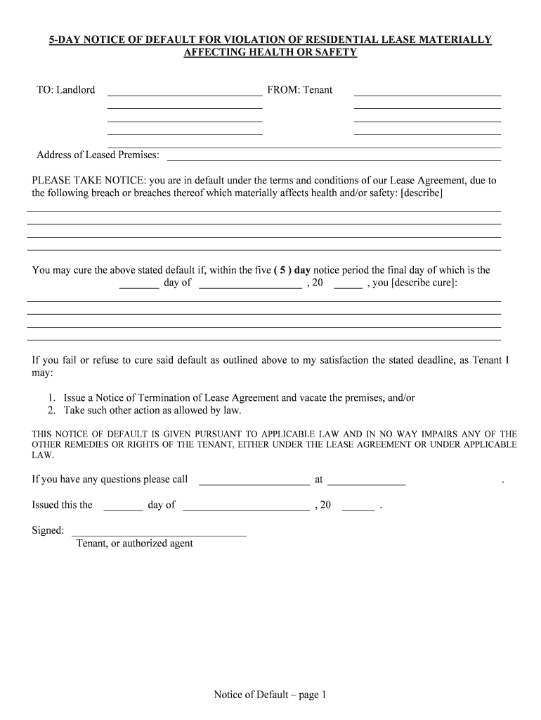 AFFECTING HEALTH or SAFETY  Form