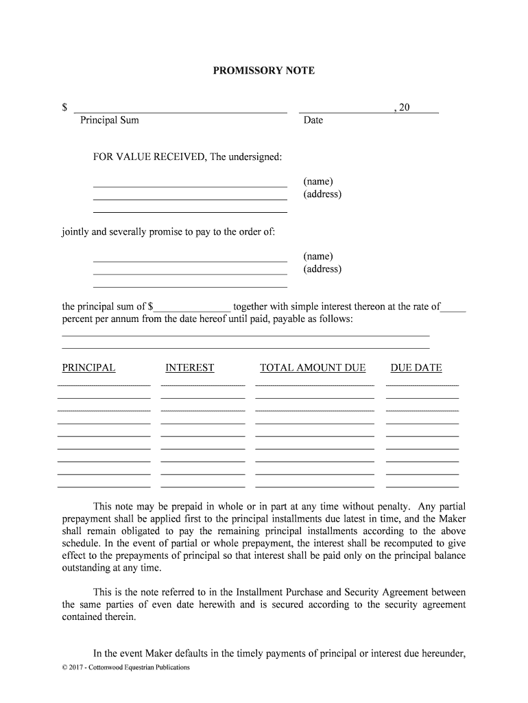 Percent Per Annum from the Date Hereof until Paid, Payable as Follows  Form