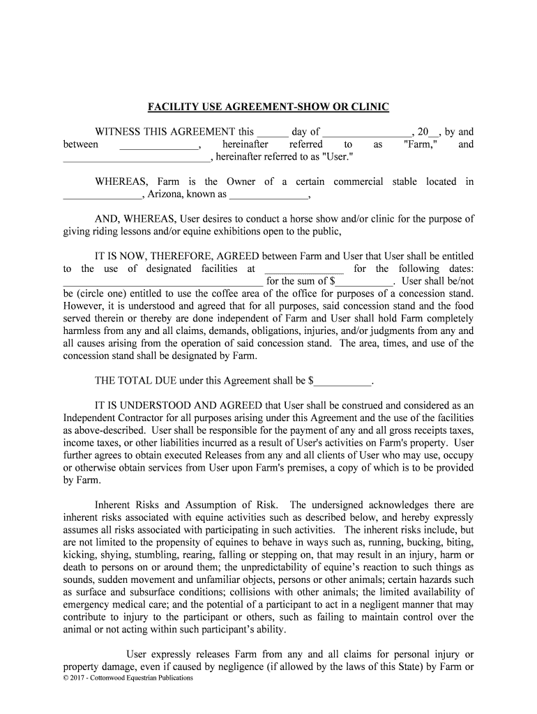 Facilities Use Agreement Congresodesantidad Org  Form