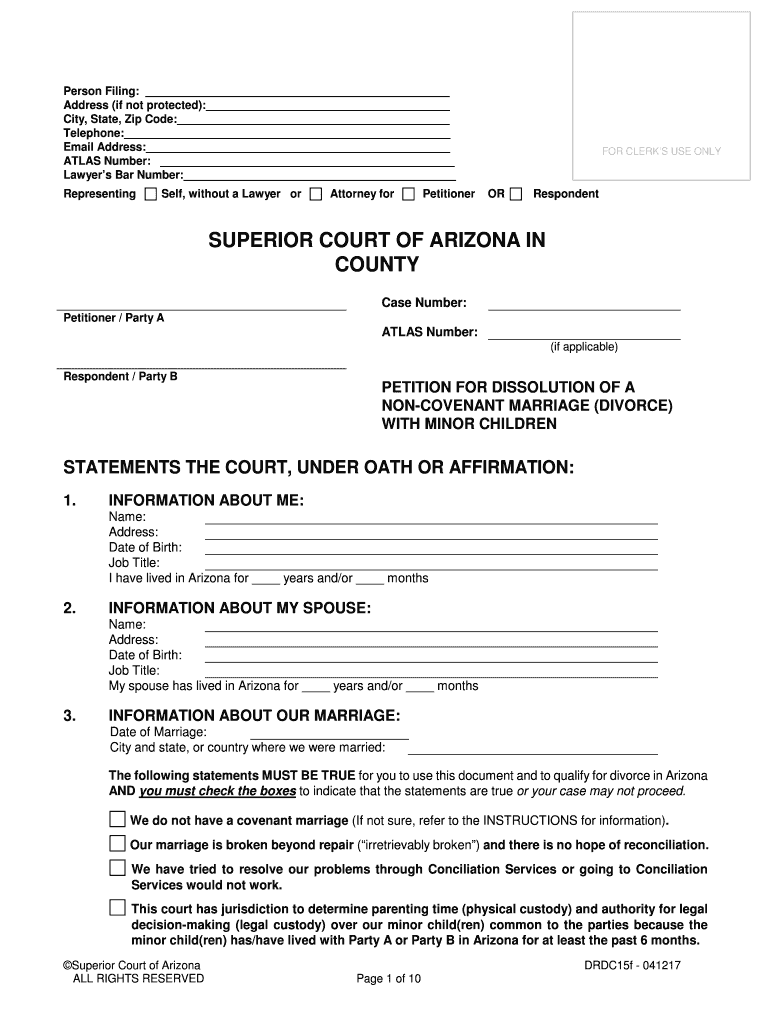 NON COVENANT MARRIAGE DIVORCE  Form