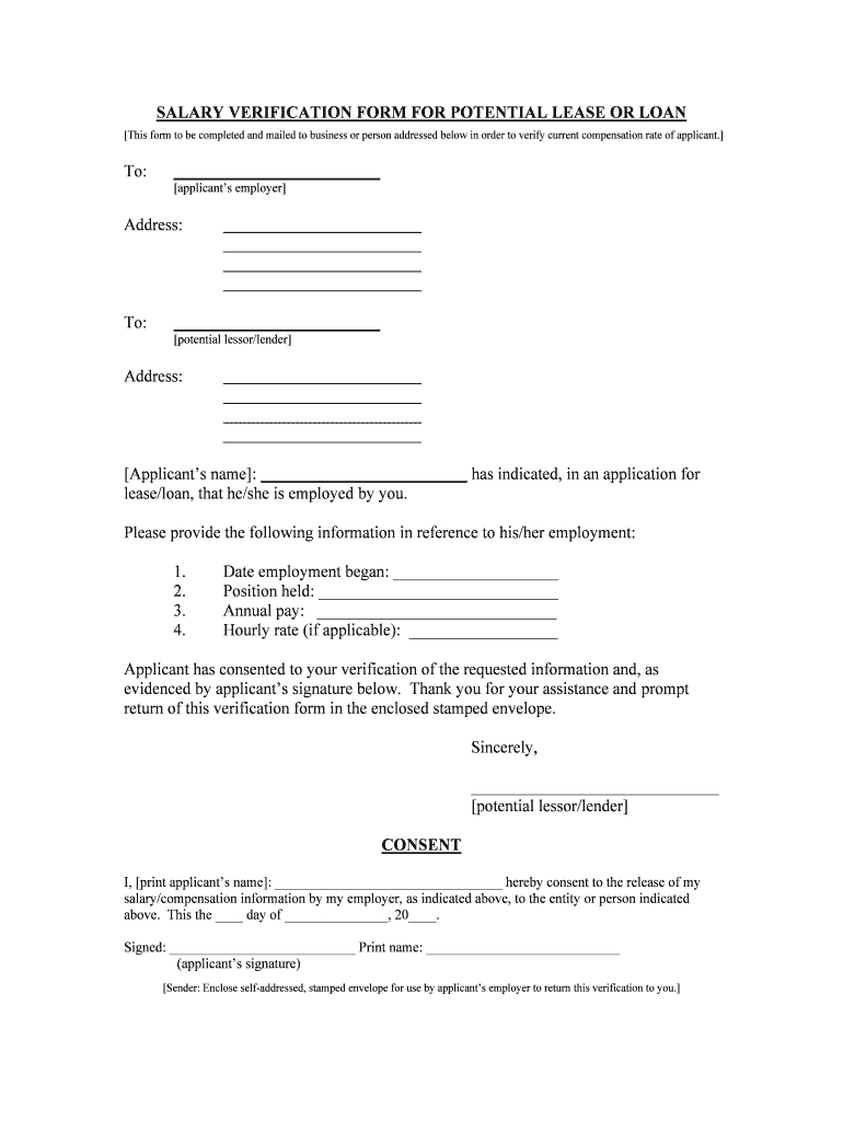 SALARY VERIFICATION FORM and RELEASE