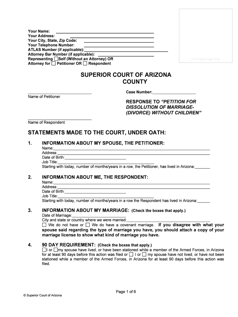 NAME CHANGE for a MINOR CHILD Clerk of Court Pinal  Form