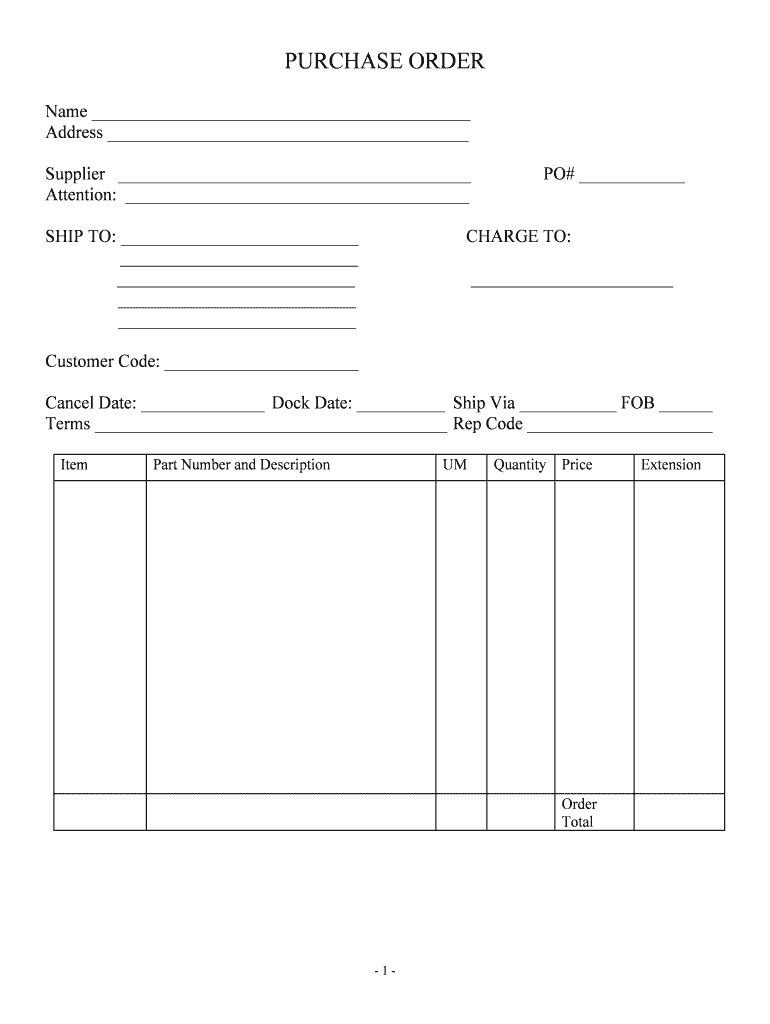 Cancel Date Dock Date Ship Via FOB  Form