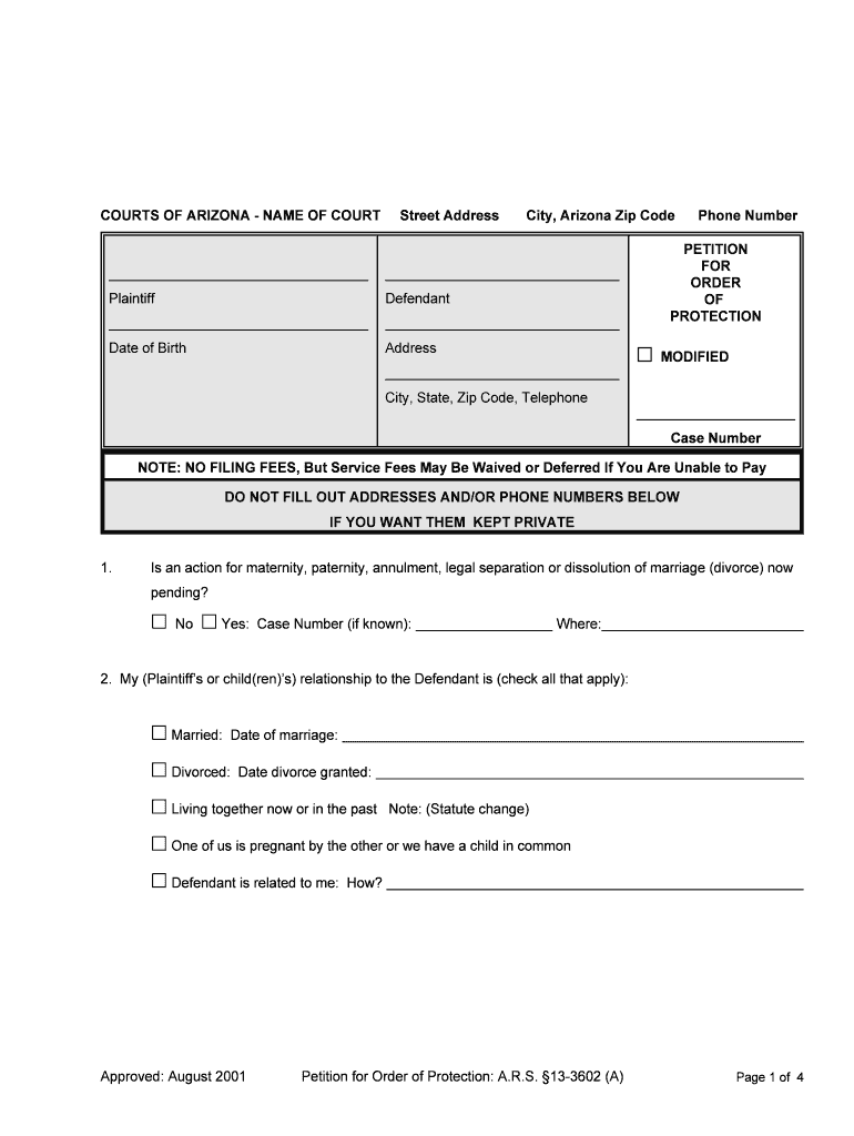 City, Arizona Zip Code  Form