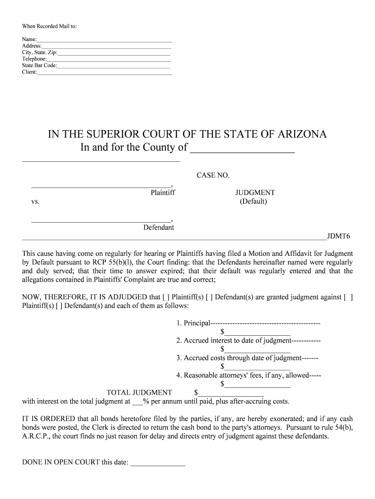 This Cause Having Come on Regularly for Hearing or Plaintiffs Having Filed a Motion and Affidavit for Judgment  Form