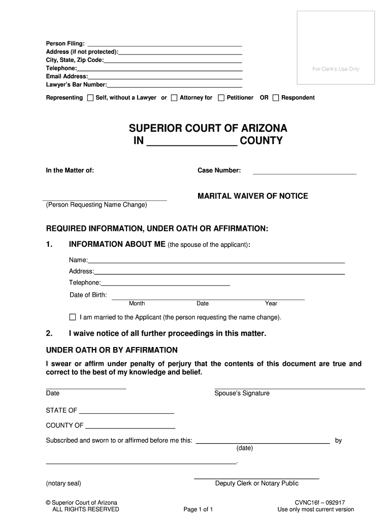 MARITAL WAIVER of NOTICE  Form
