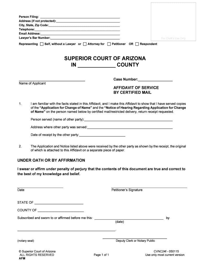 Of the Application for Change of Name and the Notice of Hearing Regarding Application for Change  Form