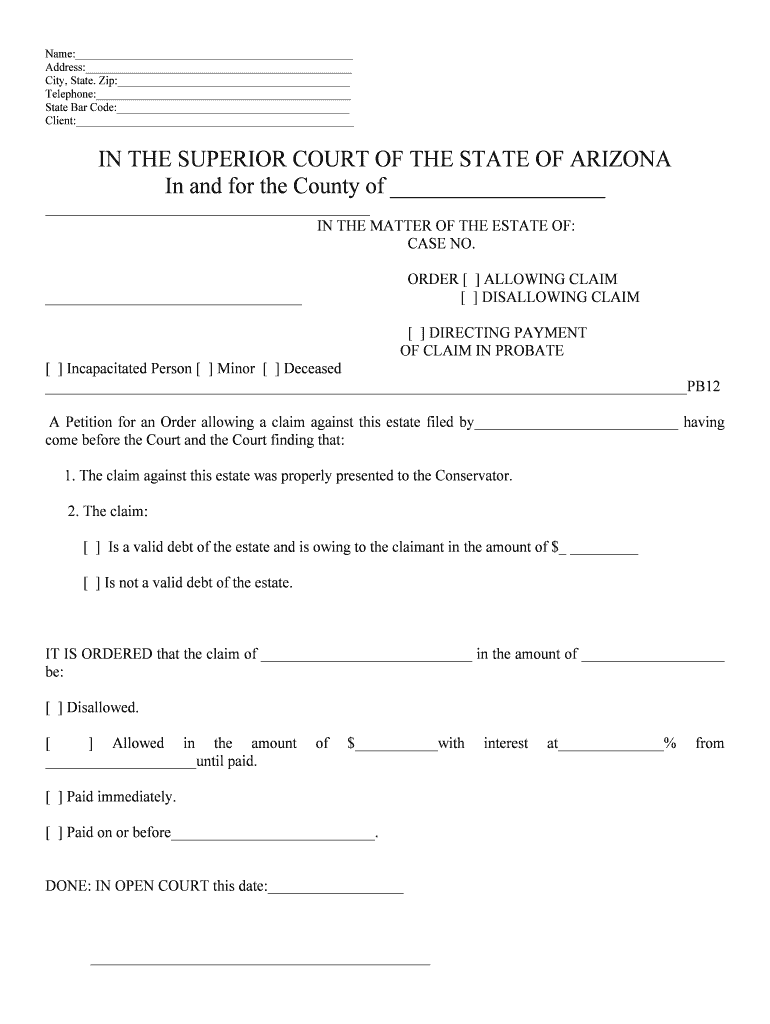 DISALLOWING CLAIM  Form