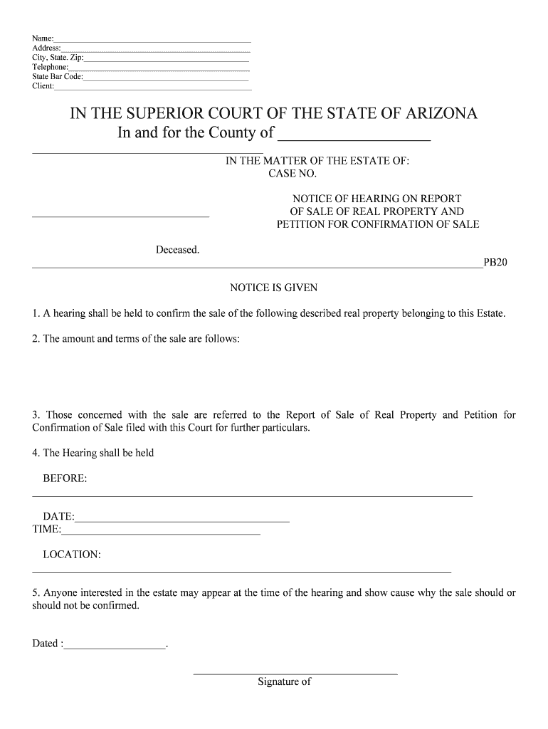 NOTICE of HEARING on REPORT  Form