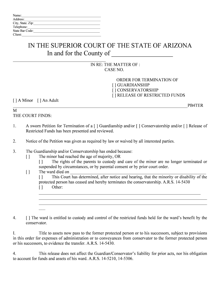 ORDER for TERMINATION of  Form