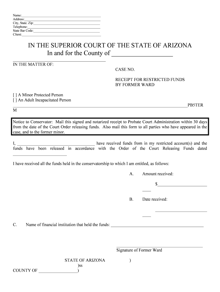 RECEIPT for RESTRICTED FUNDS  Form