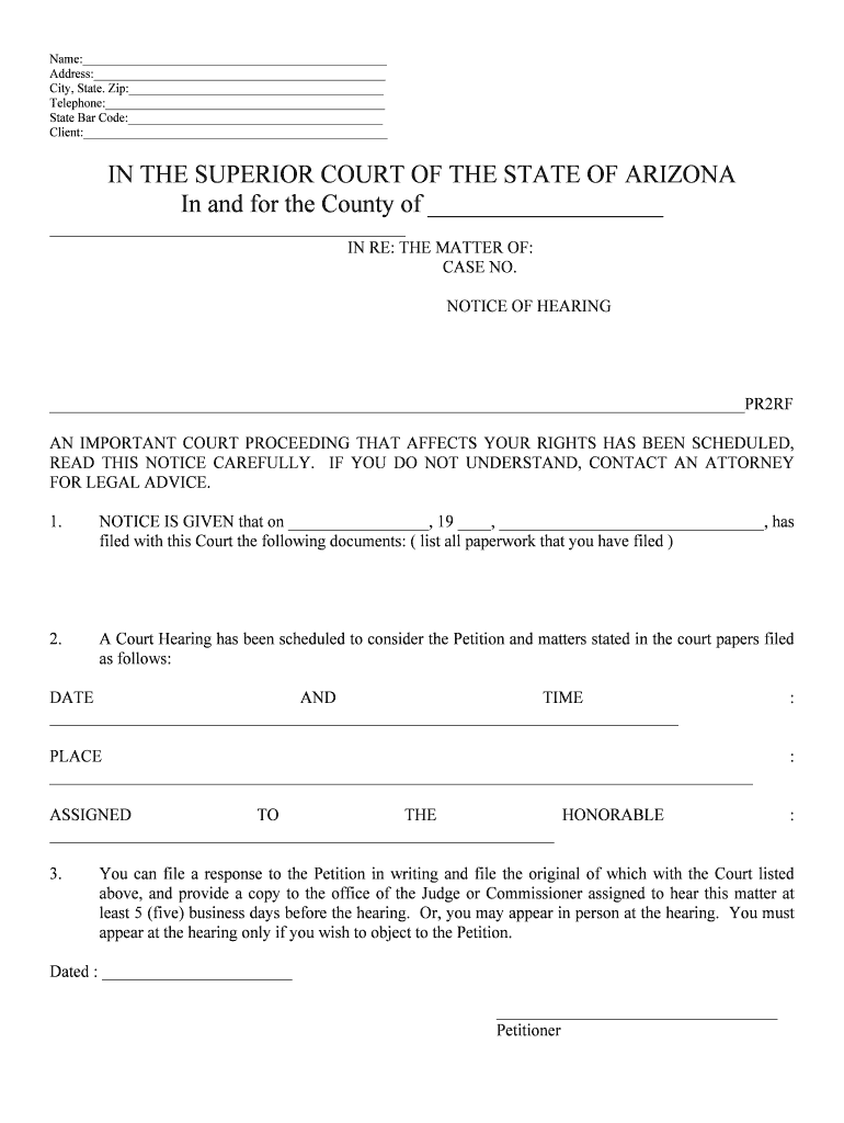 An IMPORTANT COURT PROCEEDING that AFFECTS YOUR RIGHTS HAS BEEN SCHEDULED,  Form