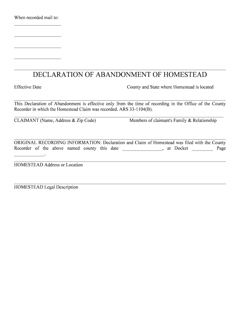 Declaration of Homestead FLORIDA HOMESTEAD SERVICES  Form