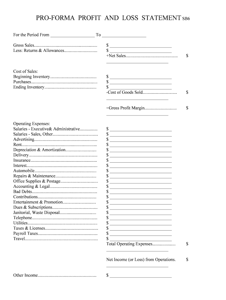 Trading Profit and Loss Account and Balance Sheet  Form